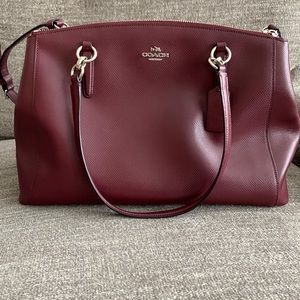 COACH Crossgrain Leather Christie Carryall Burgundy
